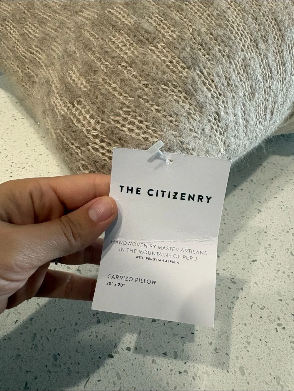 NEW The Citizenry Square Decorative Pillow The Carrizo Alpaca Bouncle 20x20